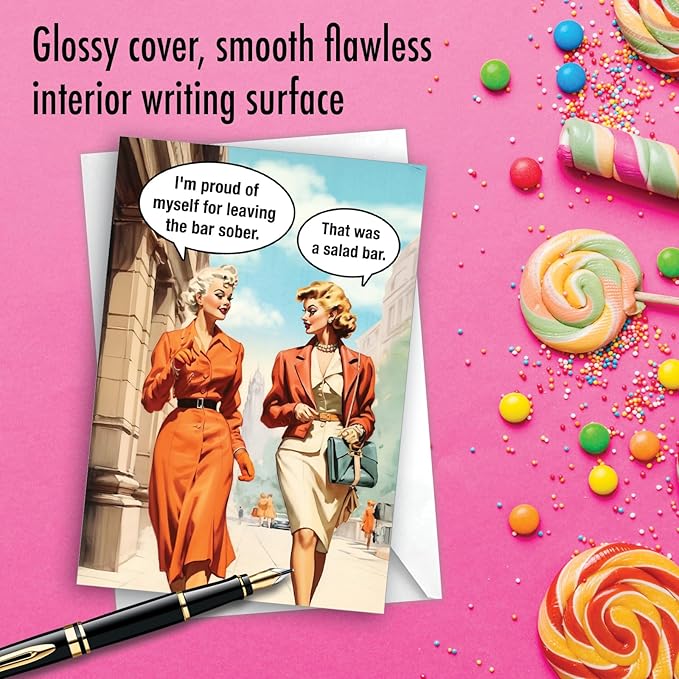 NobleWorks Funny Birthday Paper Card with 5 x 7 Inch Envelope (1 Card) Bday Salad Bar C11061BDG