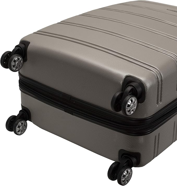 Rockland Melbourne Hardside 3 Piece Expandable Spinner Wheel Luggage Set, (20"/24"/28"), Silver