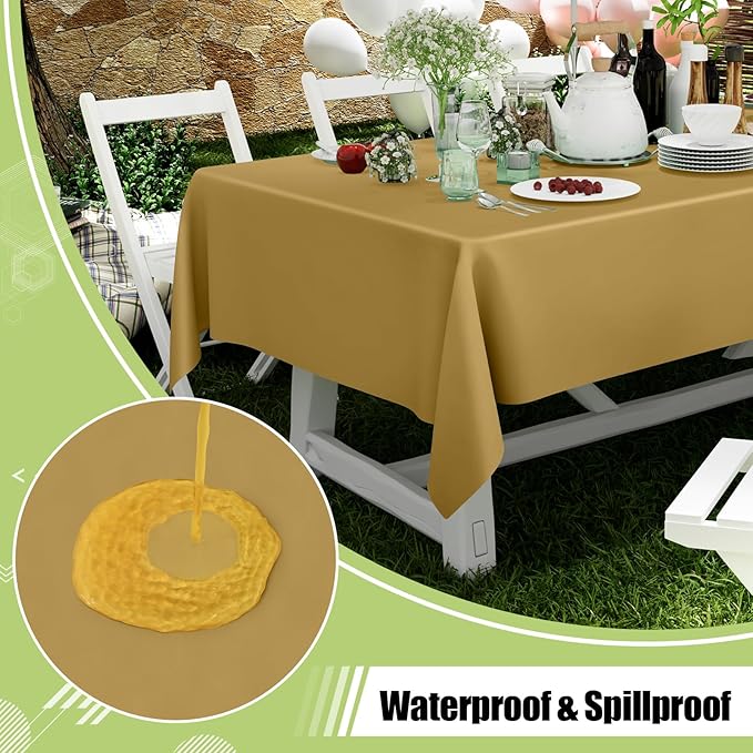 Smiry Disposable Table Cloth - 6 Pack, 54 x 108 Inch Waterproof Rectangle Tablecloths for Parties, Decorative Plastic Table Cover, Leakproof & Sturdy, Gold
