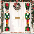 Nutcracker Christmas Porch Banner Decorations Soldier Model Nutcracker Banners Front Door Hanging Banner Entryway Xmas Winter for Wall Fireplace Party Holiday Home Kids Decor 71 x 12