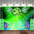 Dance Party Backdrop Retro 80s 90s Theme Stage Dance Ball Music Birthday Party Decoration DJ Photography Background 12X10 ft for Baby Shower Picture Photo Shoot Polyester Fabric, Blue