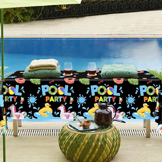 Pool Party Birthday Decorations Tablecloth,Summer Pool Party Table Cloth Decorations Summer Table Cover Spool Par-ty Tablecloth for
