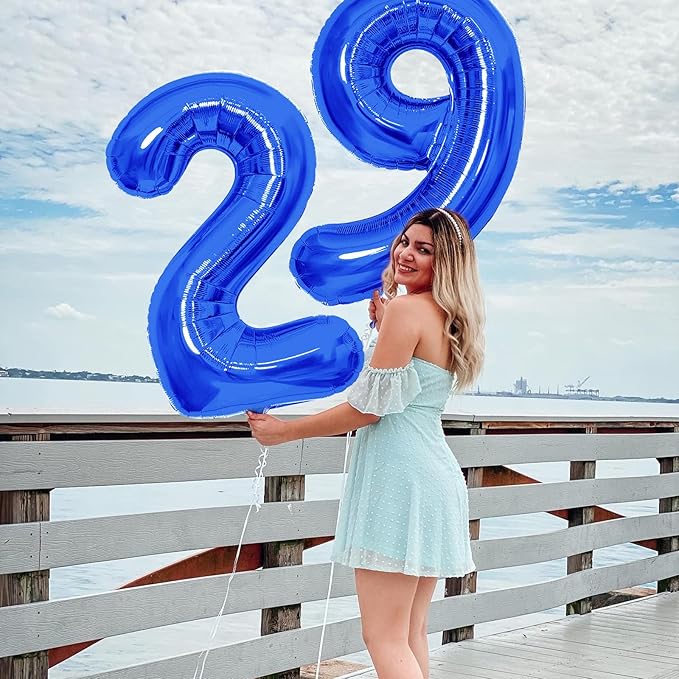 Number Balloons Navy Blue Balloons - Giant Number 10 Balloon, 10 20 30 40 50 Numbers Balloon Birthday Decorations, Blue Party Supplies for Boy Men