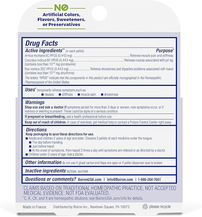 Boiron Jet Lag Relief Kit - Travel Essential for Relief from Nausea, Stiffness, Muscle Pain, and Drowsiness from Long Flights - 3 Count (240 Pellets)