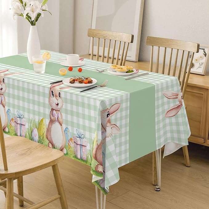 OHOME 2 Pack Easter Decorations - Disposable Plastic Tablecloth for Indoor Outdoor | Easter Party Decorations Favors Supplies for Table Decor Backdrop Banner