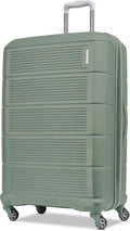 American Tourister Stratum 2.0 Expandable Hardside Luggage with Spinner Wheels, Checked-Large, Jade Green