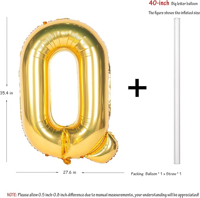 Letter Balloons 40 Inch Giant Jumbo Helium Foil Mylar for Party Decorations Gold Q