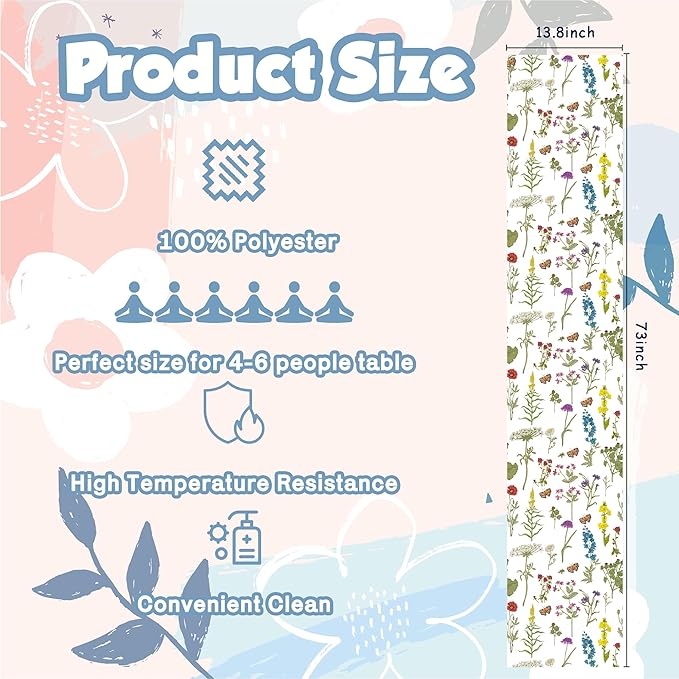 OHOME Spring Decorations for Home - Spring Table Runner - Spring Decor for Indoor Outdoor | Summer Table Decor Party Favors Supplies Banner