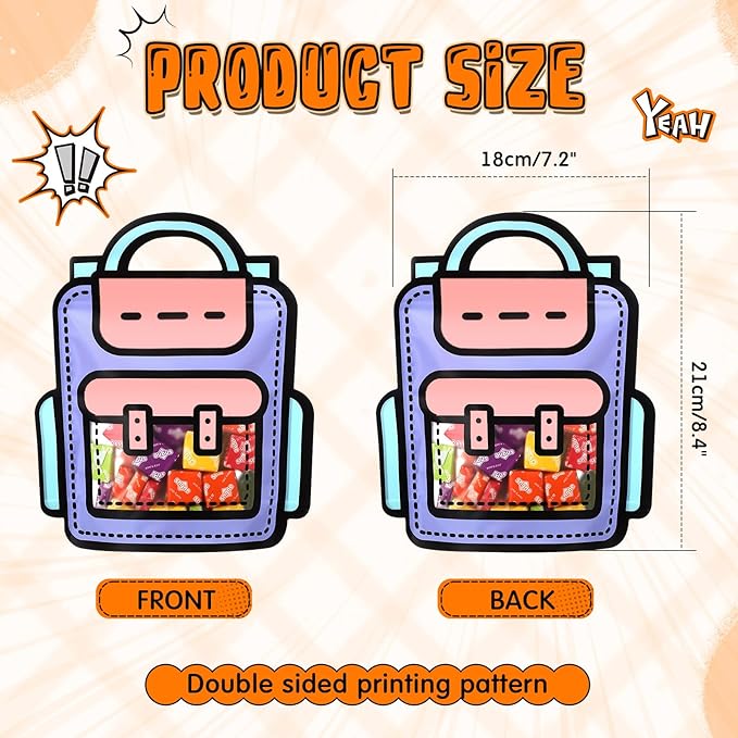 Yeyeplum 40 Pcs Goodie Bags Stuffers for Kids Birthday Goodie Bags Cartoon Snack Candy Treat Party Favor Plastic Gift Handbags Bulk with Handle for Back to School Supplies(7.2 x 8.4 Inch,Bag Style)