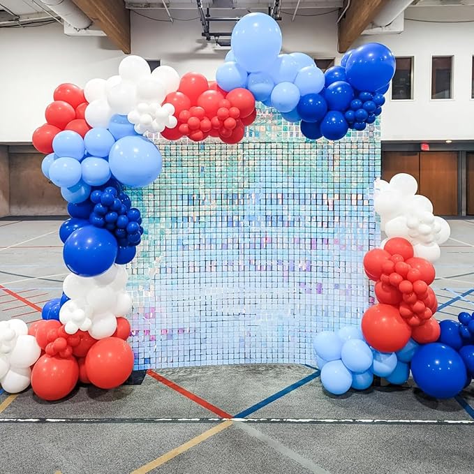 Red White Blue Balloon Arch Kit, 12 Inch Royal Light Blue Red White Latex Helium Balloon Garland for Royal Patriotic Baseball Nautical Birthday Baby Shower Graduation Party Decoration
