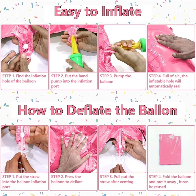 40 Inch Giant Hot Pink Number Balloon, Mylar Foil Helium Hot Pink Balloons for Birthday Party, Number 5 Balloon for Birthday Decorations, Hot Pink 5 Birthday Balloon