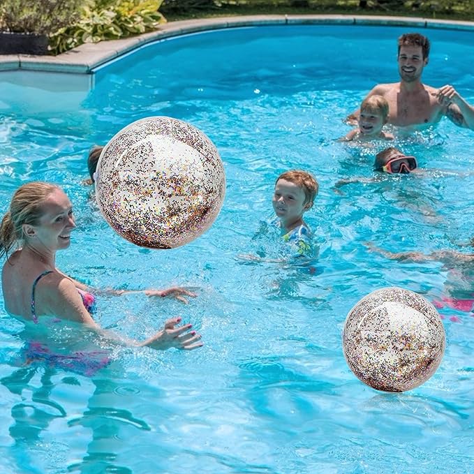 12 Pack Inflatable Glitter Beach Balls Bulk-16" Beach Ball Swimming Pool Toys for Games Adults Kids, Summer Pool Beach Party Decoration,Luau Decorations Essential Blow Up Beach Ball (Colorful,Glitter)