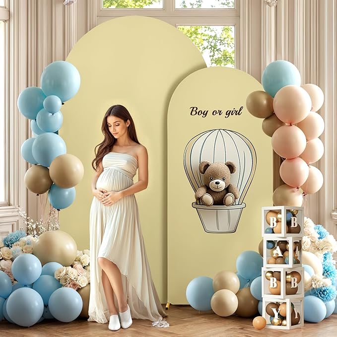 Khaki Arch Backdrop Covers - 7.2FT, 6FT Spandex Fitted Wedding Arch Stand Covers Round Top Chiara Stretchy Arch Backdrop Cover for Wedding Birthday Party Decoration