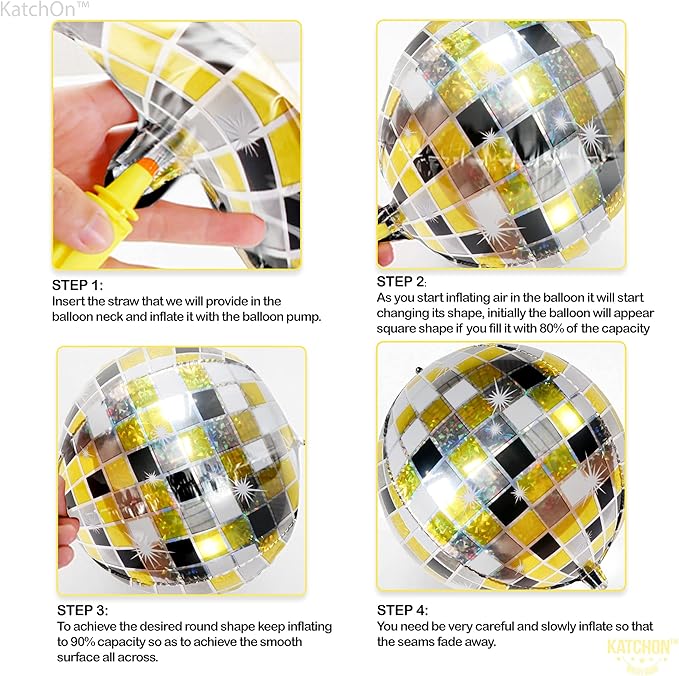 KatchOn, Shiny Disco Ball Balloons - Big 22 Inch, Pack of 12 | Foil Black and Silver Disco Balloons for Disco Ball Decor | Black and Gold Graduation Decorations 2025 | Bachelorette Party Decorations