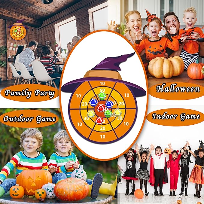 30' Witch Hat Party Favor, Kids Dart Board Game, Halloween Party Supplies Indoor Outdoor Decor, Stocking Stuffers Christmas Birthday Gifts