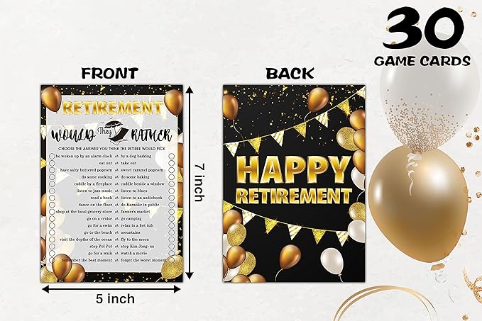 Retirement Party Games - Would They Rather Retirement Games - 30 Game Cards – Retirement Party Favors Supplies Decorations (06)