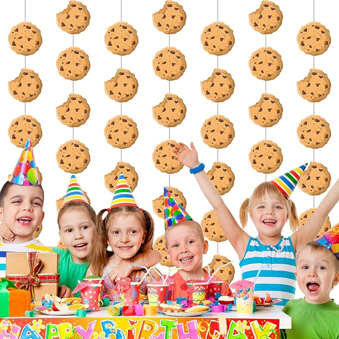 Xinnun Cookie Party Decorations Chocolate Chip Cookie Garlands Banners Cutouts Ribbon Streamers for Street Theme Birthday Baby Shower Party Decorations Supplies