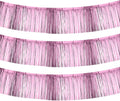 PATIKIL Foil Fringe Garland 10 Feet, 3 Pack Metallic Tinsel Streamers Fringe Banner Wall Hanging Curtain Backdrop for Wedding Birthday Christmas New Year Party Decoration, Light Pink