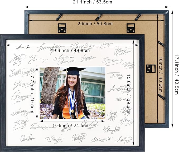 GraduatePro 16x20 Signature Picture Frame Board for 8x10 Photo with Signable Mat for Birthday Party Graduation Wedding Guest Book