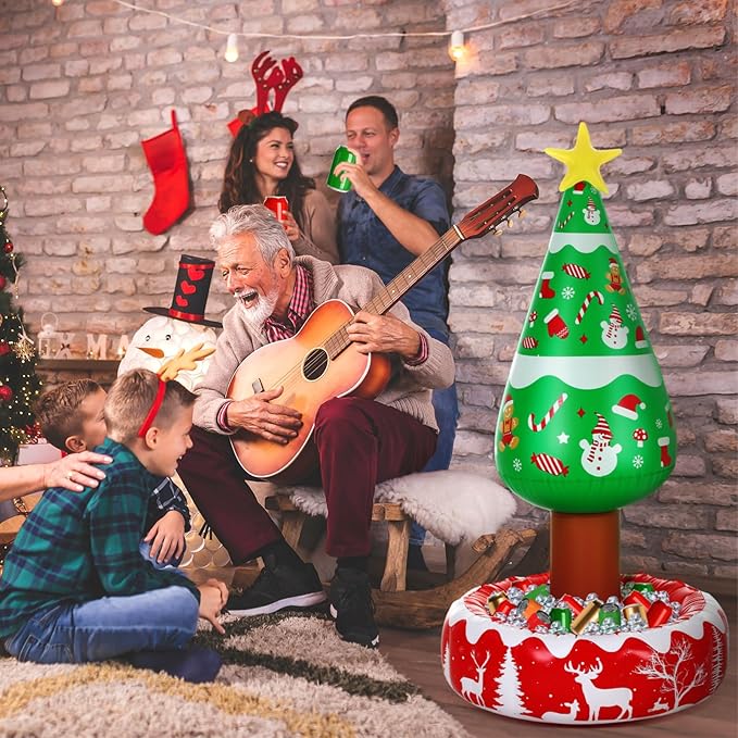 Hiboom 3 Pack Large Inflatable Christmas Tree Coolers Bulk 50 x 25 Inch Cool Beverage Coolers Gifts for Christmas Indoor Decorations