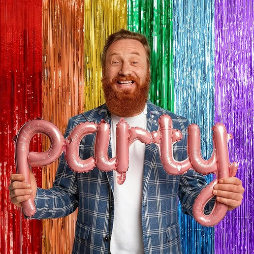 10 Pack Rainbow Backdrop Party Decorations Tinsel Curtain Party Streamer Foil Fringe Birthday Decorations Photo Booth Colorful Theme First Day of School Engagement Baby Shower Decor
