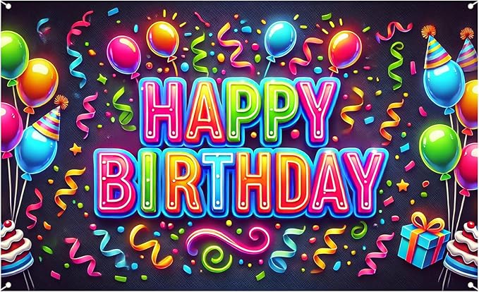 Nuxovilar Happy Birthday Banner Polyester 43x70.86 Inches Large Happy Birthday Banner for Kids Party Home Decoration Small Celebration
