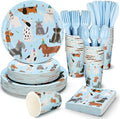 Jinei 350 Pcs Dog Birthday Party Supplies Blue Dog Tableware Set Serves 50 Guests Puppy Birthday Decorations Includes Puppy Plates Cups Napkins Forks Knives Spoons for Party Supplies