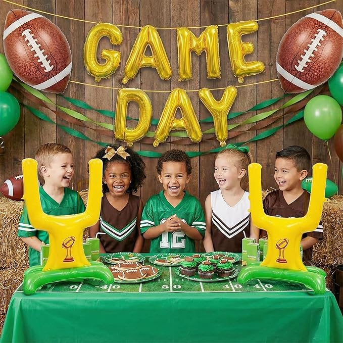 Football Party Decorations & with Football Goalpost Game Day Letter Banner Foil Balloons for Kids Adults Sports Theme Birthday Major Touch Down Tailgating Supplies Season Celebration Supplies