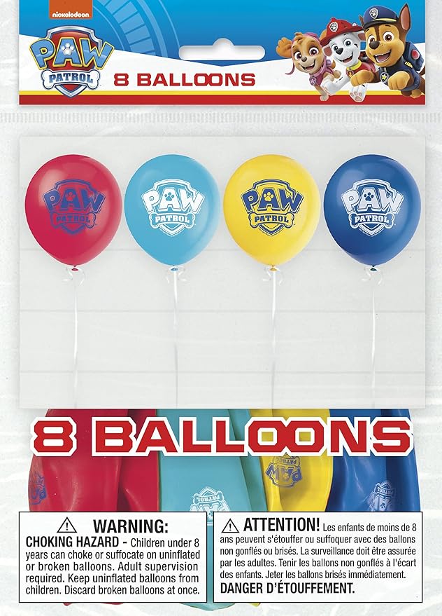 Paw Patrol Balloons - Bundle with 8 Latex Balloons & 1 Foil Balloon, Checklist - Paw Patrol Party Decorations - Chase & Skye Birthday Decorations