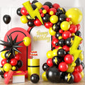 Red Black Yellow Balloon Garland Arch Kit,Fun Theme Birthday Party Decorations,Colorful Character Theme Latex Balloon Arch For Cartoon Ball Baby Shower Birthday Party Supplies