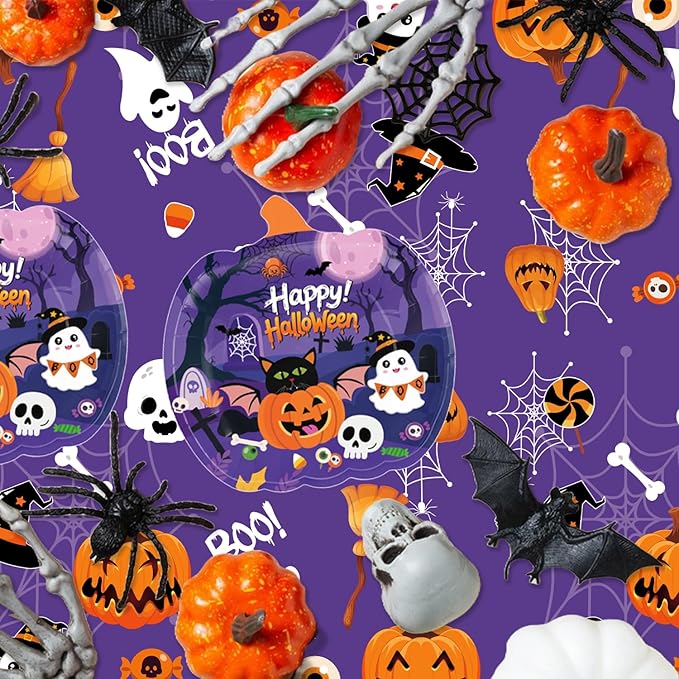 Halloween Disposable Plastic Tablecloth Halloween Party Decorations Supplies Rectangle Disposable Table Cover for Indoor Outdoor Party Decor, 2 Pack