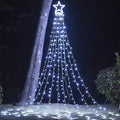 Christmas Decorations Star String Lights, 320 LEDs Outdoor Waterfall Tree Lights with 13" Topper Star, Plug in Waterproof Hanging Fairy Lights for Xmas New Year Holiday Party Yard Decor