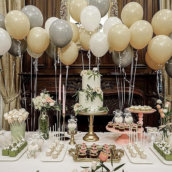 PartyWoo Cream Balloons 155 pcs Different Sizes of 18 12 10 5 Inch Beige Ivory Nude Neutral Boho Fall Latex Balloons for Graduation Birthday Baby Shower Jungle Theme Party Decorations Brown-F56