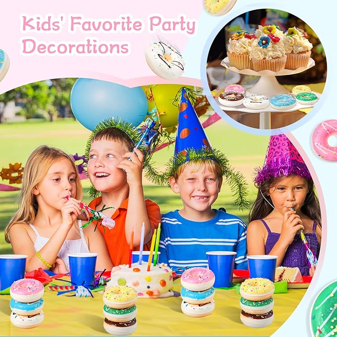 20 Pack Donut Stress Balls 2 Inch Donut Party Supplies Stress Relief Donuts Foam for Kids Boys Girls Adults Party Decorations and Birthday Favor(Round Shape)