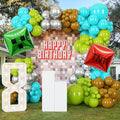 127Pcs Video Game Balloon Arch Garland Kit with Green Teal Blue Brown Metallic Silver Balloons, for Gaming Theme Party Decor, Birthday Party Supplies, Kids' Party Crafts and Decorations