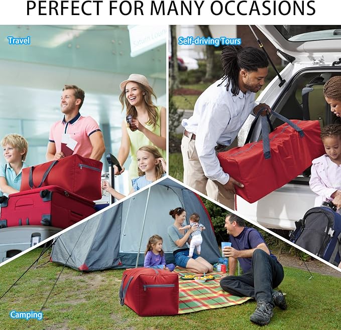 iFARADAY Foldable Duffel Bag 30" / 75L Lightweight with Water Rresistant for Travel-Red