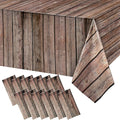 Tiamon 12 Pcs Western Party Tablecloth Western Cowboy Party Table Cover Cowboy Theme Plastic Tablecloth Wild West Wood Grain Table Cover for Birthday Baby Shower Decor (54 x 108 Inch)