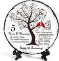 Wood Anniversary Slate Plate – 5th Wedding Gifts for Parents & Couples – Unique 5th Anniversary Wedding Gift Ideas – 5 Years of Marriage Decoration, Keepsake, Slate