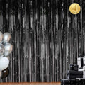 4Pack Black Foil Fringe Curtains Black Streamers Backdrop for Party Decorations, Wedding, Graduation, Halloween, Birthday, Photo Booth Props