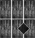 6 Pack Black Foil Curtain Backdrop 3.2ft x 6.6ft Metallic Tinsel Fringe Backdrop Curtains Streamer Photo Booth Backdrop for Birthday Engagement Bachelorette Christmas Holiday Party Decorations