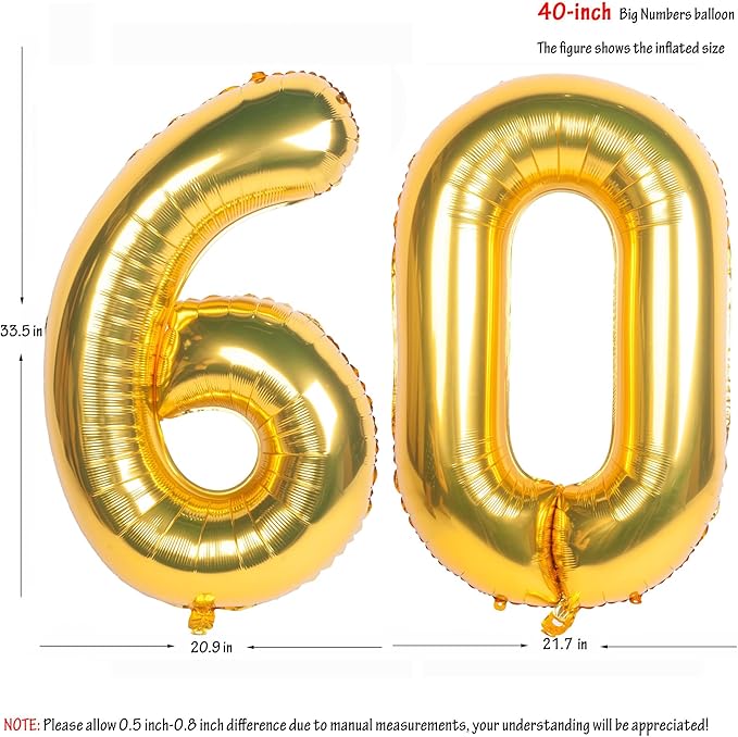 40 Inch gold Number Balloons Helium Foil Mylar Balloon Birthday Party banquet Decoration 60
