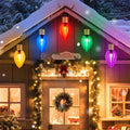Brightown Jumbo C9 Christmas Pathway Lights Outdoor - 8.5 Feet 5 LED C9 Walkway Lights, Multicolor Bulb Holiday Pathway Light with Marker Stakes, Christmas Light Outdoor Decorations for Lawn Yard