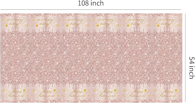 APOWBLS Retirement Decorations for Women Tablecloth - Disposable Rose Gold Happy Retirement Party Decorations Supplies Table Cover - 3Pack (54in x 108in)