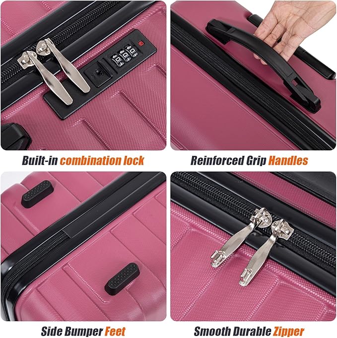 Cosbarn Luggage Sets 5 Piece Suitcases with Wheels, Suitcase Set ABS Hard Case Luggage with Spinner Wheels Durable Travel Luggage