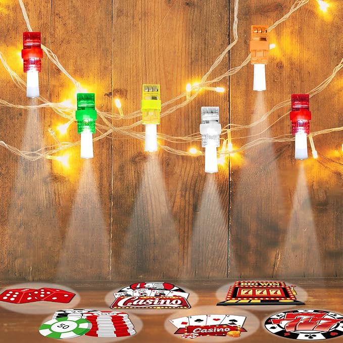 CHUNNIN 36 PCS Casino Party Favors Casino Birthday LED Light Up Finger Lights, Glow in the Dark Poker Party Finger Light Bulk for Goodie Treat Bags Stuffers Game Birthday Party Supplies