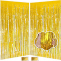 Gold Tinsel Backdrop Easter Decorations 3.3x8.2 ft, 2 Pack Foil Fringe Curtains for New Year, Photo Booth Props Door Streamers for St Patricks Day Birthday Thanksgiving Christmas Halloween Party