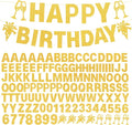 129Pcs DIY Custom Letter Banner Glitter Customizable Banner Kit 0-9 Numbers DIY Happy Birthday Letters Light Rope Personalized Banners for Wedding Birthday Party Decorations Supplies(Dazzling Glod)