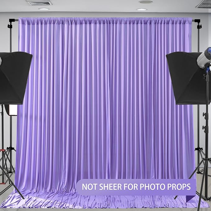 Wish Care Lavender Backdrop Curtain 8 Panels - Wrinkle-Free Polyester Photography Drapes for Baby Shower & Birthday Party - 32 X10FT