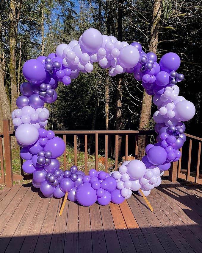 146Pcs Purple Balloons Garland Arch Kit - 5 10 12 18 inch Lavender Dark Purple Metallic Latex Balloons for Butterfly Baby Shower Birthday Wedding Princess Party Decorations