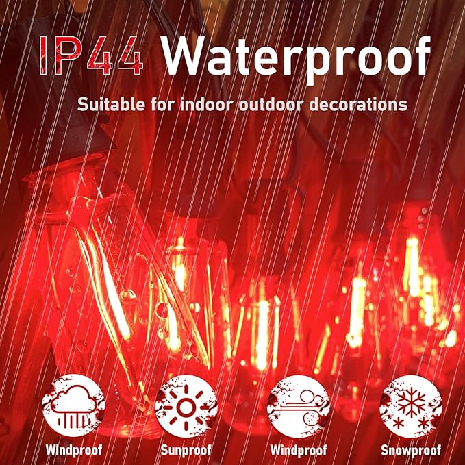 10FT Halloween Blood and Tear Decoration String Lights, ST40 Flickering Flame String Light with 10 Flame Blood and Tears Bulbs, Hanging Outdoor Halloween Lights for Patio Garden Party Backyard